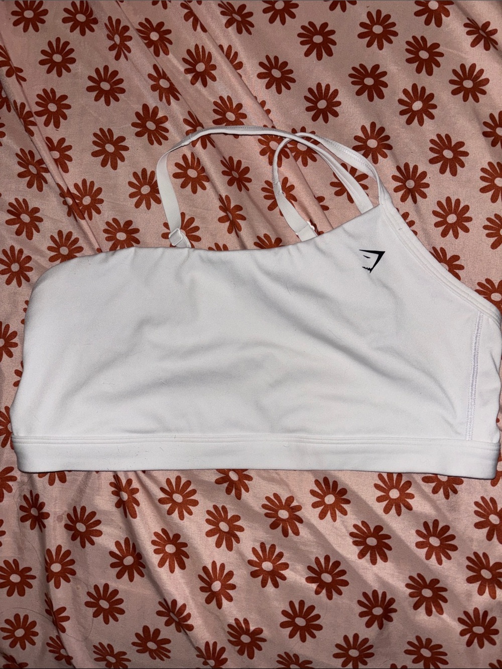 Gymshark White Asymmetric Double-Strap Sports Bralette